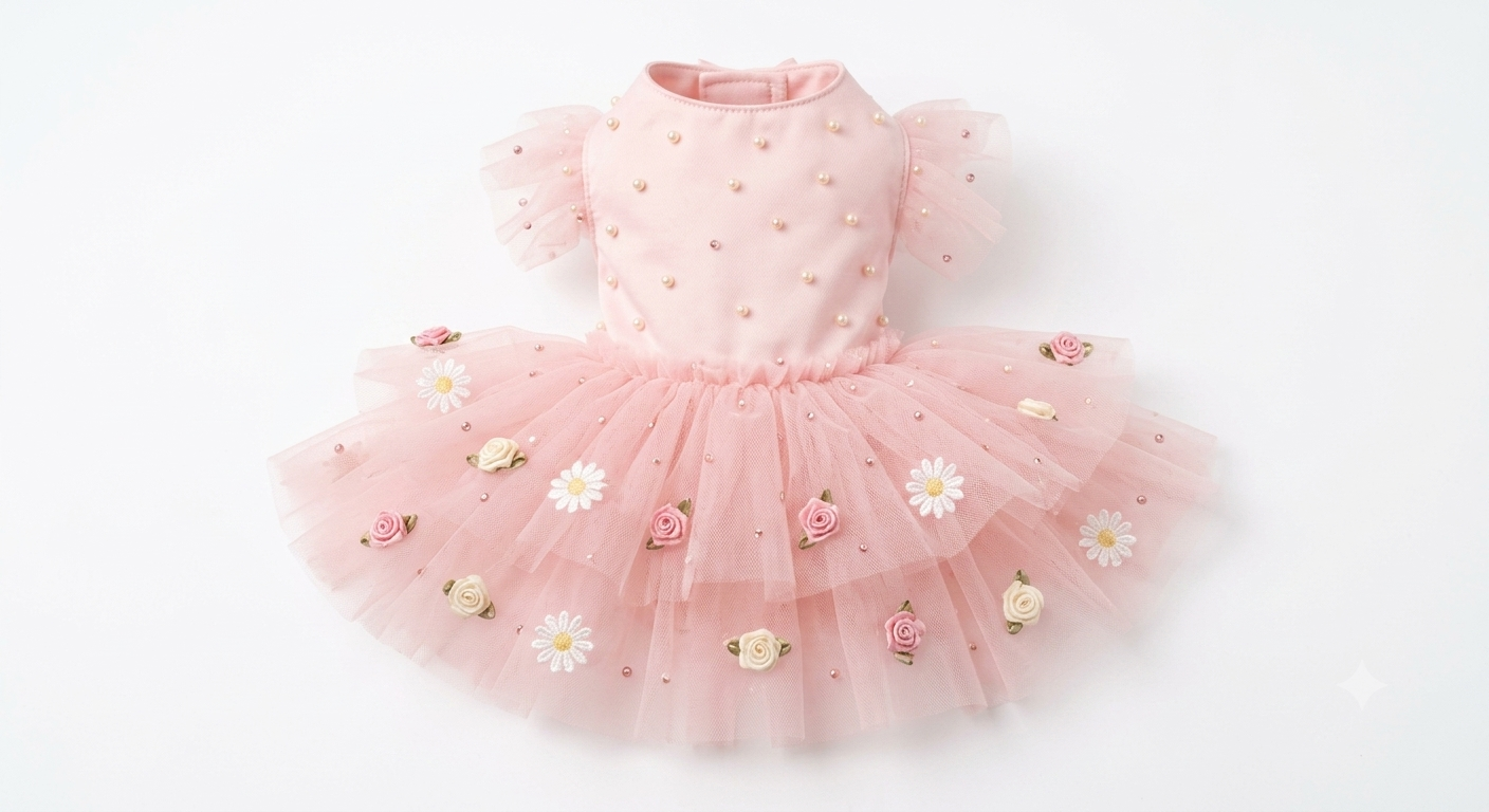 Vestido tutú rosa para perro