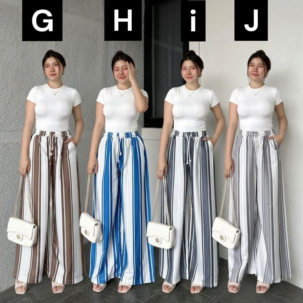Women's Striped Wide Leg Pants