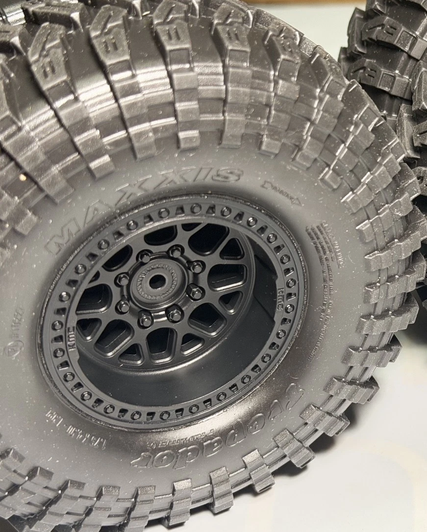 TrailGrip 1.94X Axial SCX10 iii Coyote Maxxis Trepador G8 Tires 1.9" KMC 12mm Wheels -Inch Beadlock Wheels - Set of 4