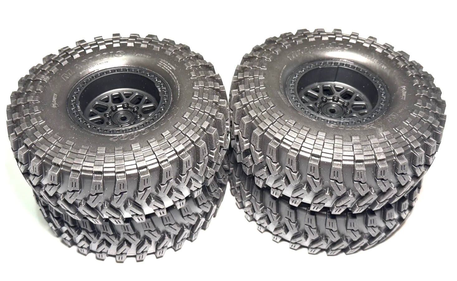 TrailGrip 1.94X Axial SCX10 iii Coyote Maxxis Trepador G8 Tires 1.9" KMC 12mm Wheels -Inch Beadlock Wheels - Set of 4