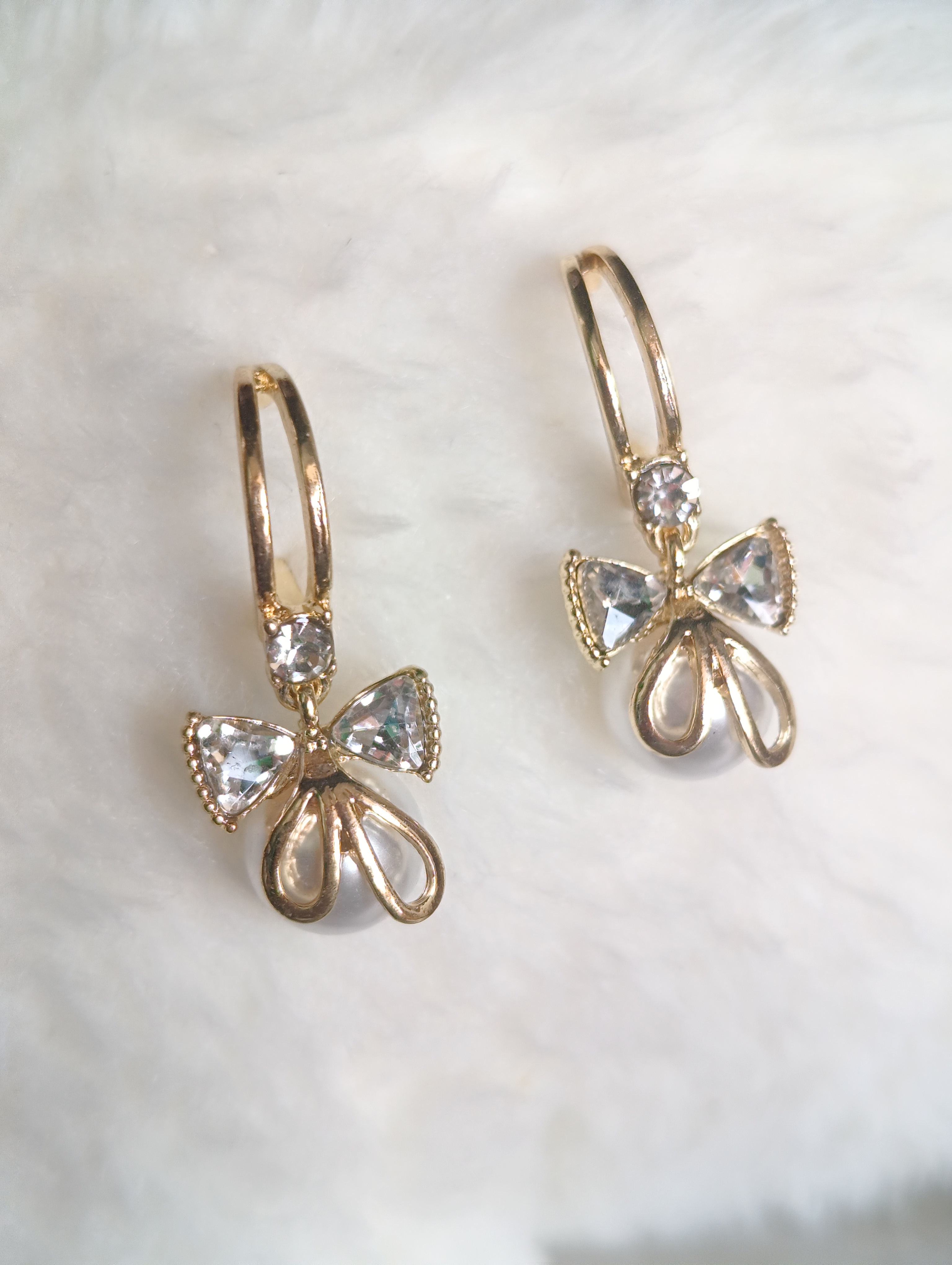 Crystal Bow Drop Earrings