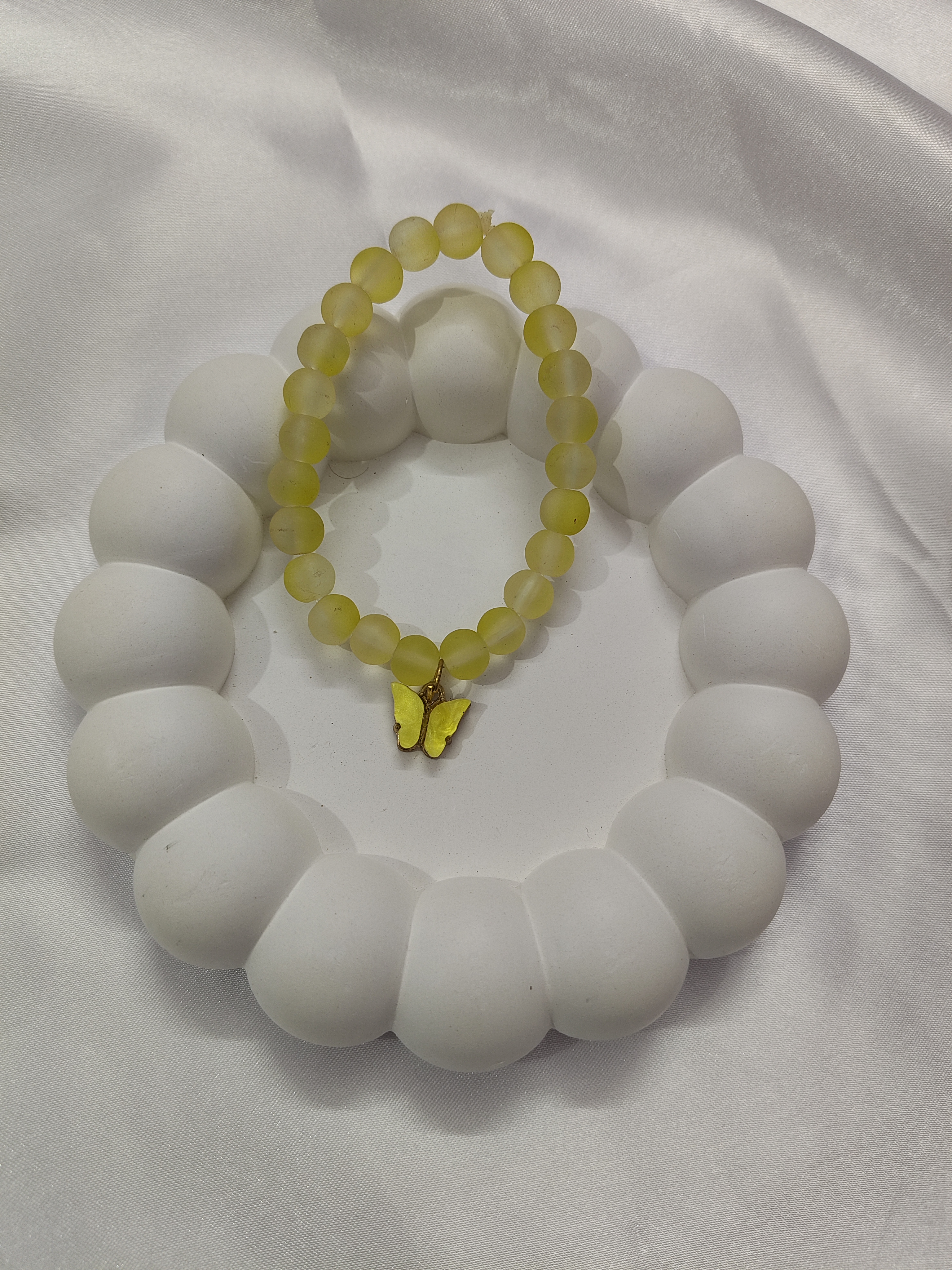 Yellow Beaded Bracelet with Butterfly Charm