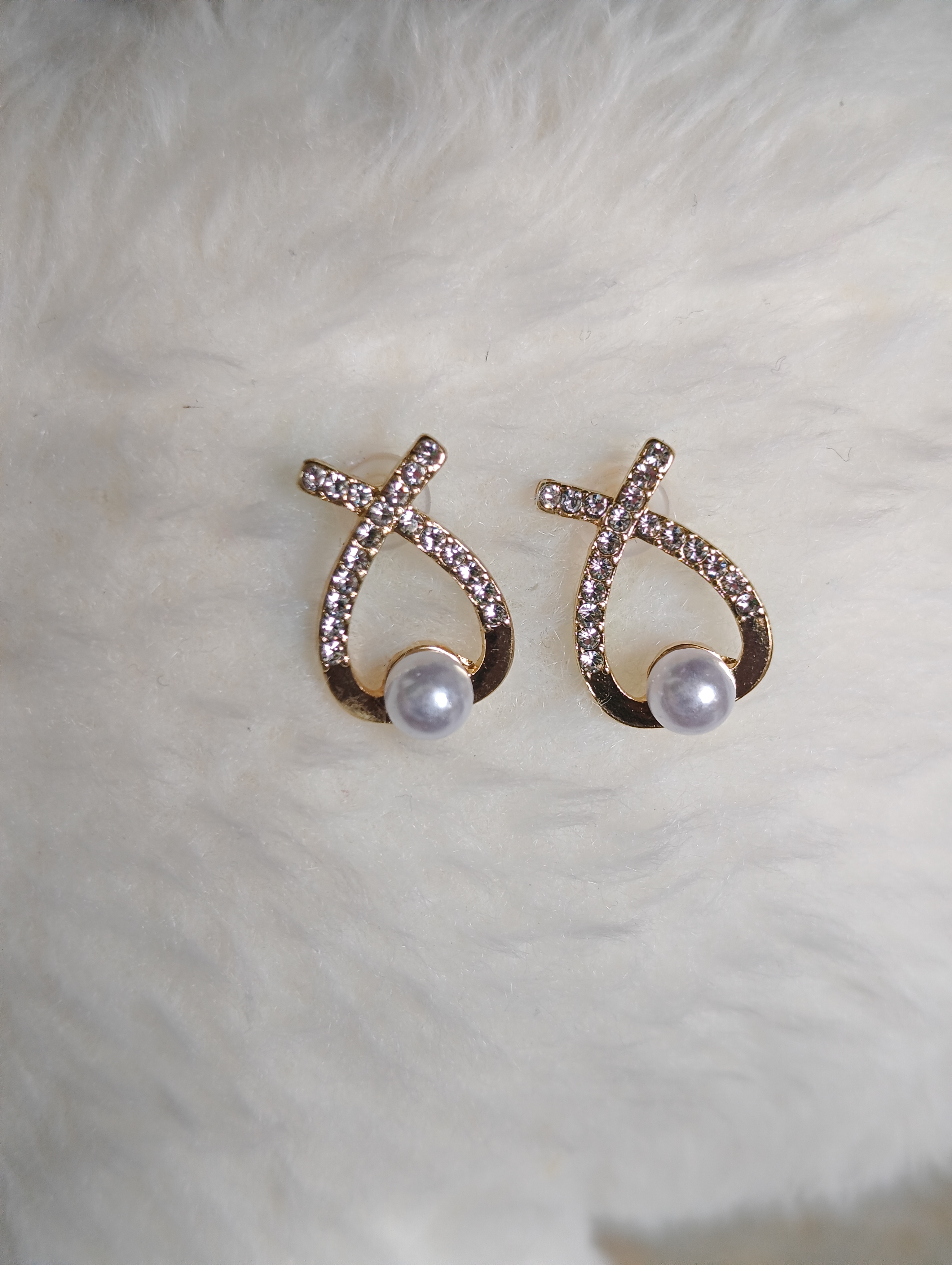 Pearl Crystal Loop Earrings