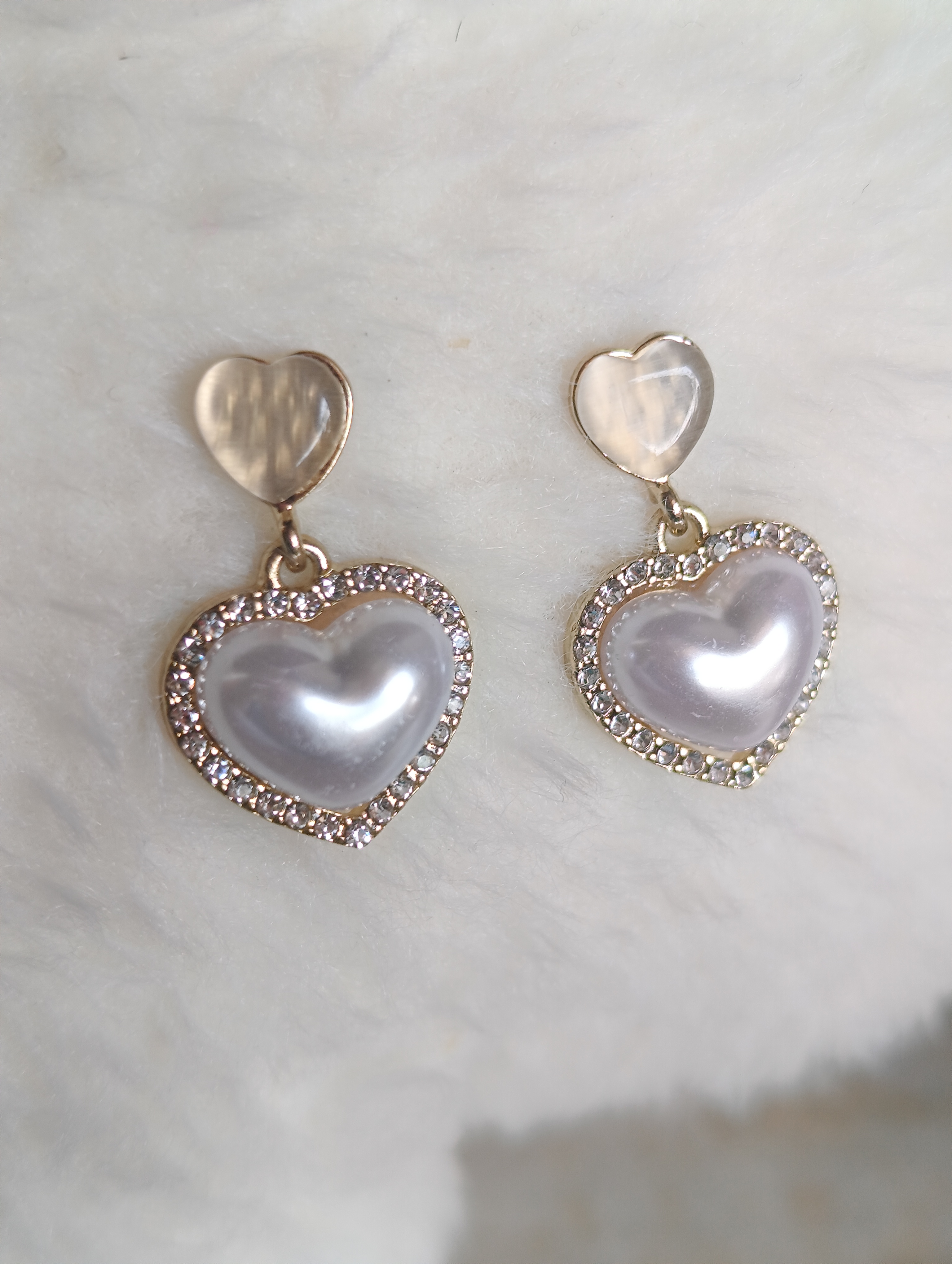 Pearl Heart Drop Earrings
