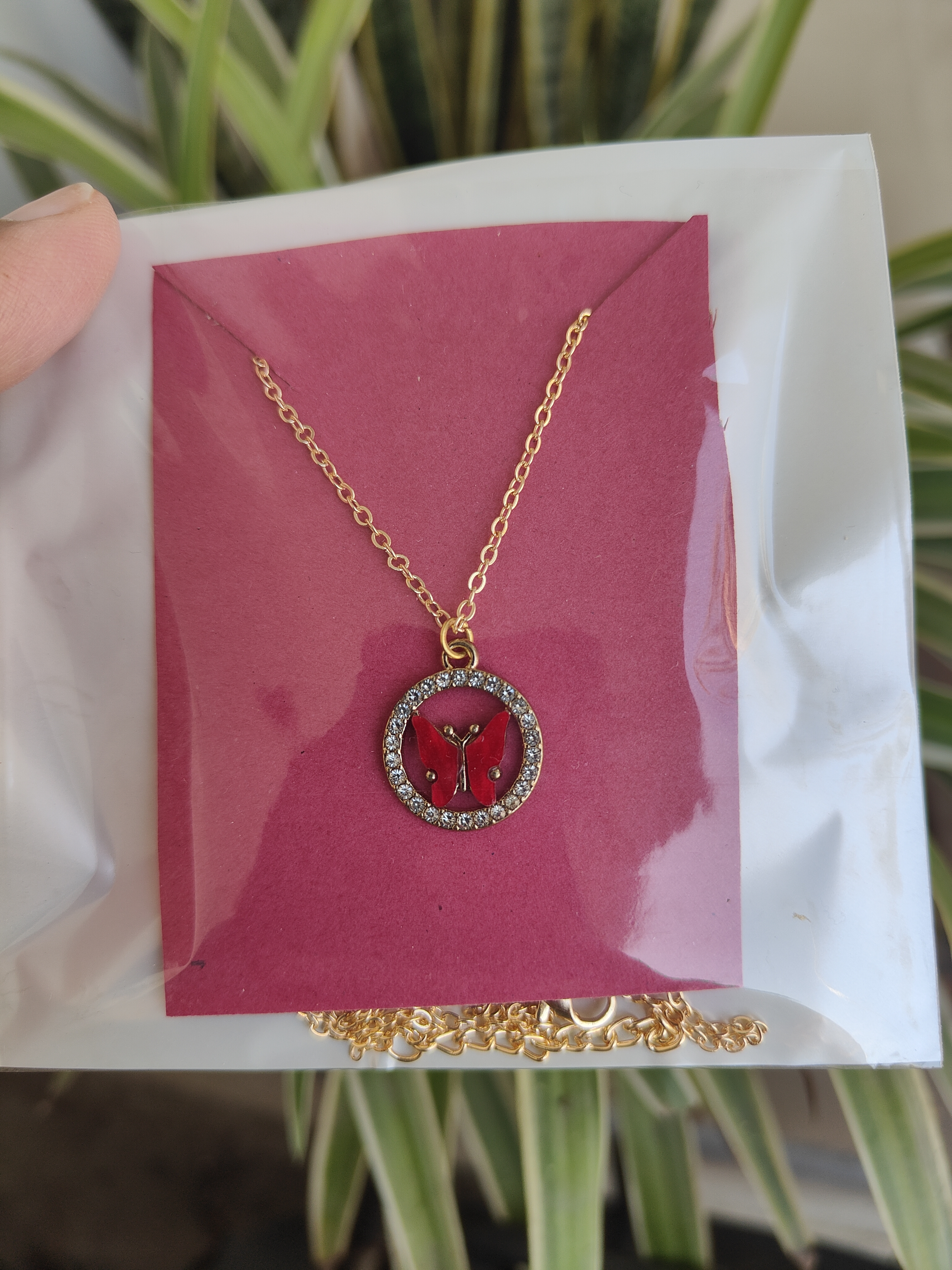 Elegant Red Enamel Pendant Necklace