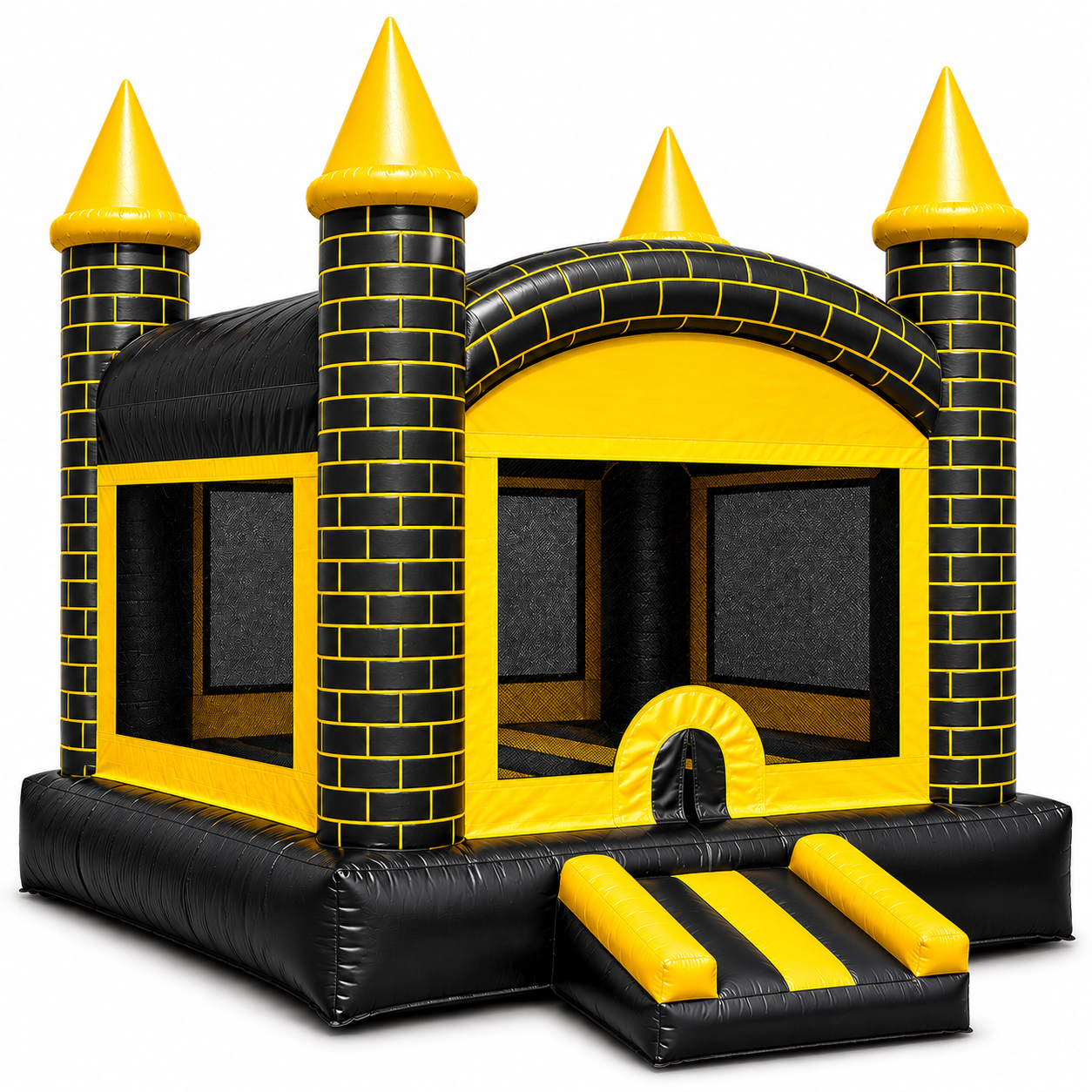 Yellow and Black Castle Bounce House