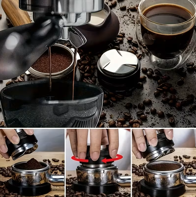 Tamper de distribución de café de doble cabezal 