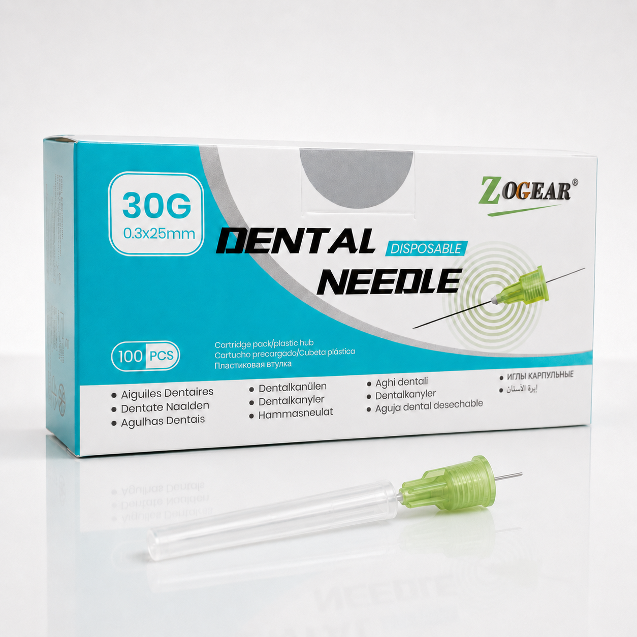AGUJA DENTAL ZOGEAR 0.3 X 25MM 30G CORTA X 100 PCS
