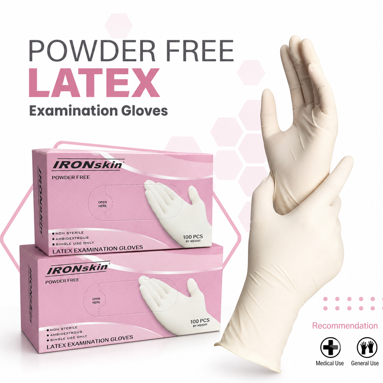 Guantes de látex sin polvo 100 unid.