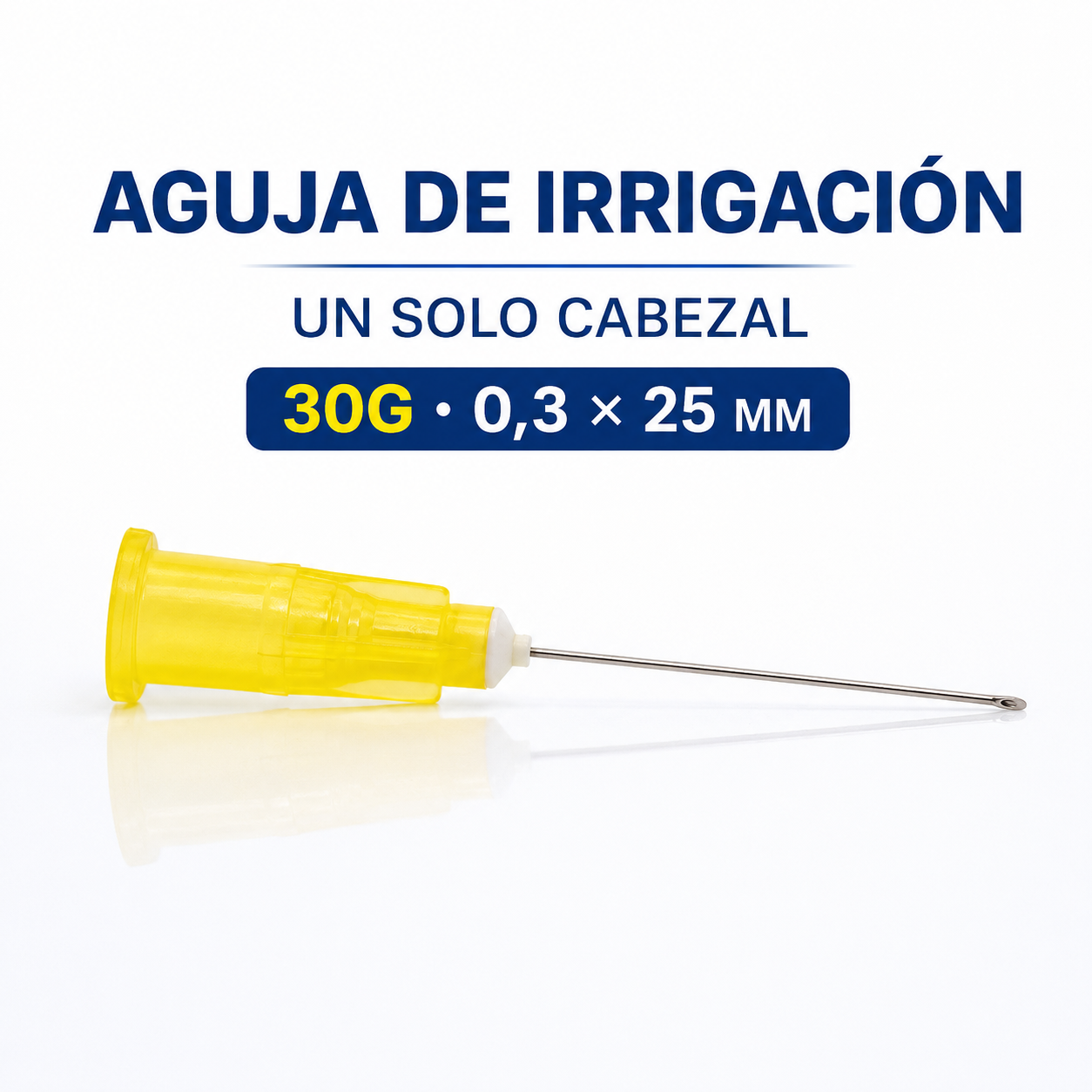 AGUJA DE IRRIGACION DE UN SOLO CABEZAL CALIBRE 30 YELLOW (DIAM 0.3MM) 25MM