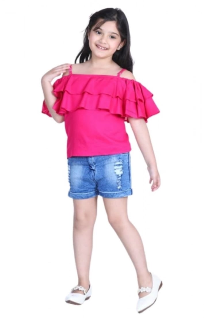 Girls' Ruffled Off-Shoulder Top