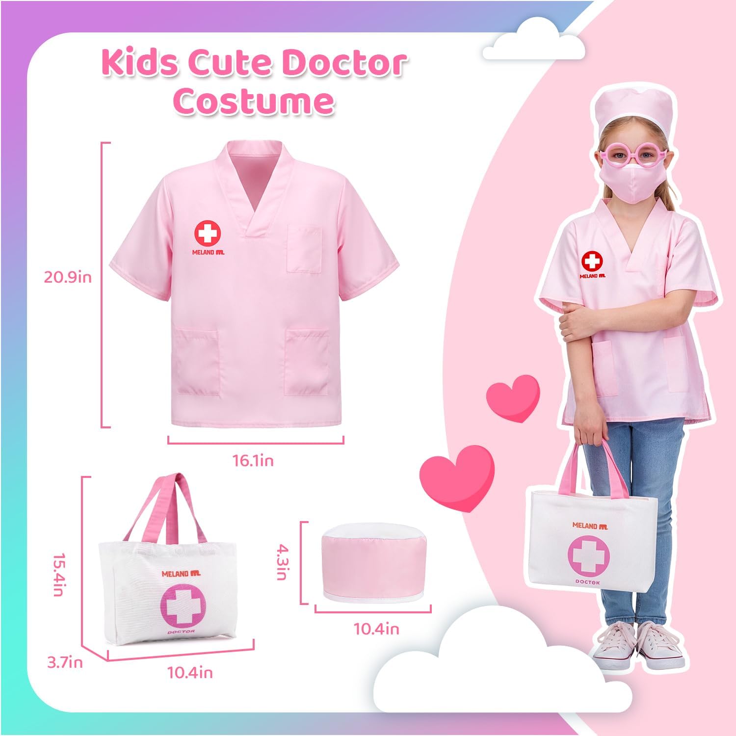 MELAND Doctors Set for Kids, Toddler Pet Vet Set with Doctor Costume, Dog Doll, Doctor Pretend Role Play Toys for 3 4 5 6 Year Old Girls Boys Birthday Gifts