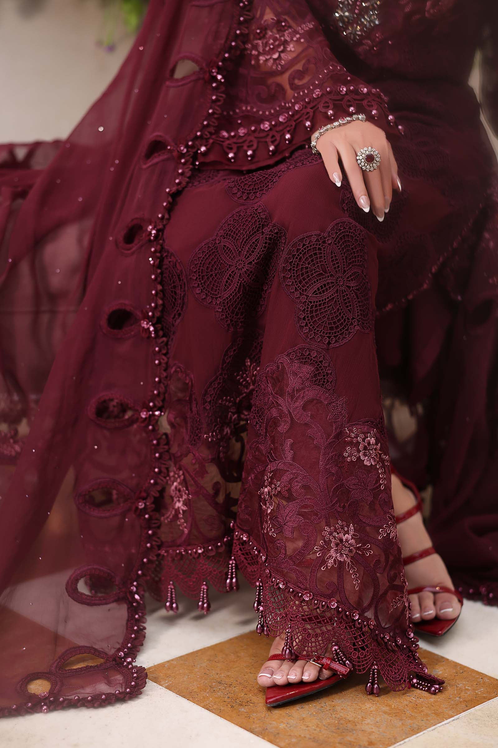 Maria B Unstitched Embroidered Chiffon 3 Piece Suit - Festive Collection