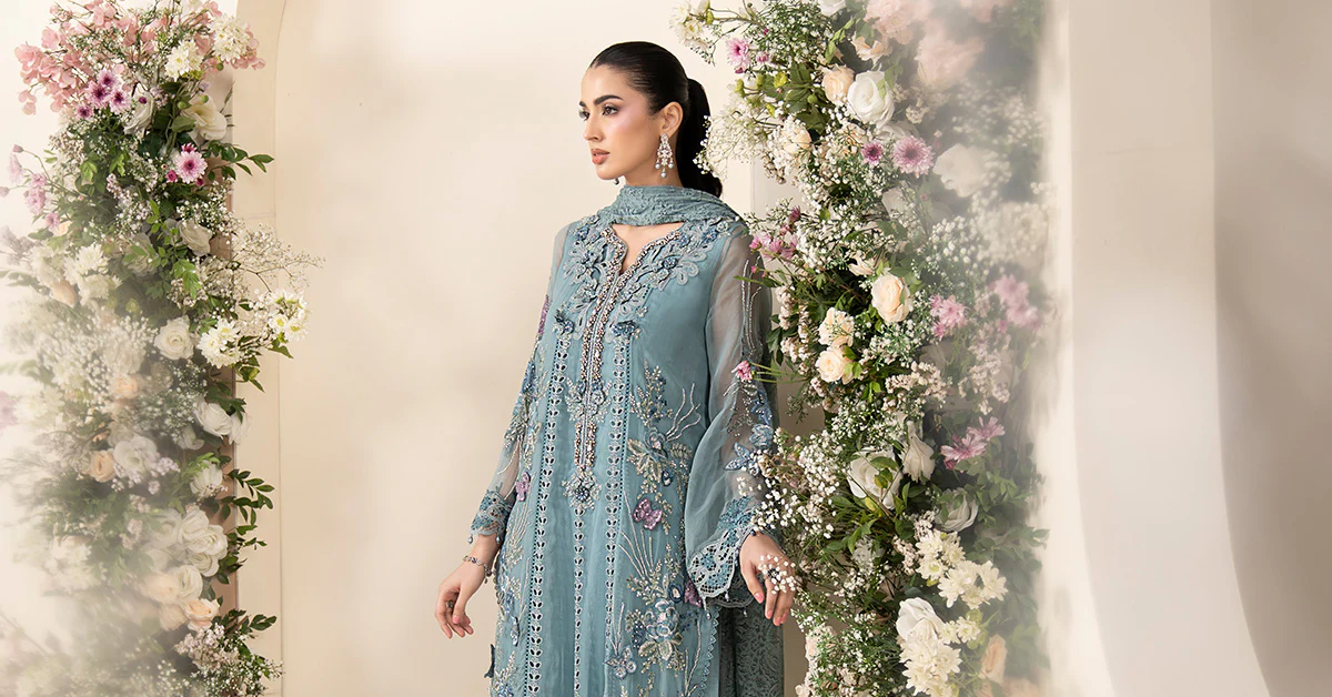 3 Piece Embroidered Chiffon Suit Ensemble
