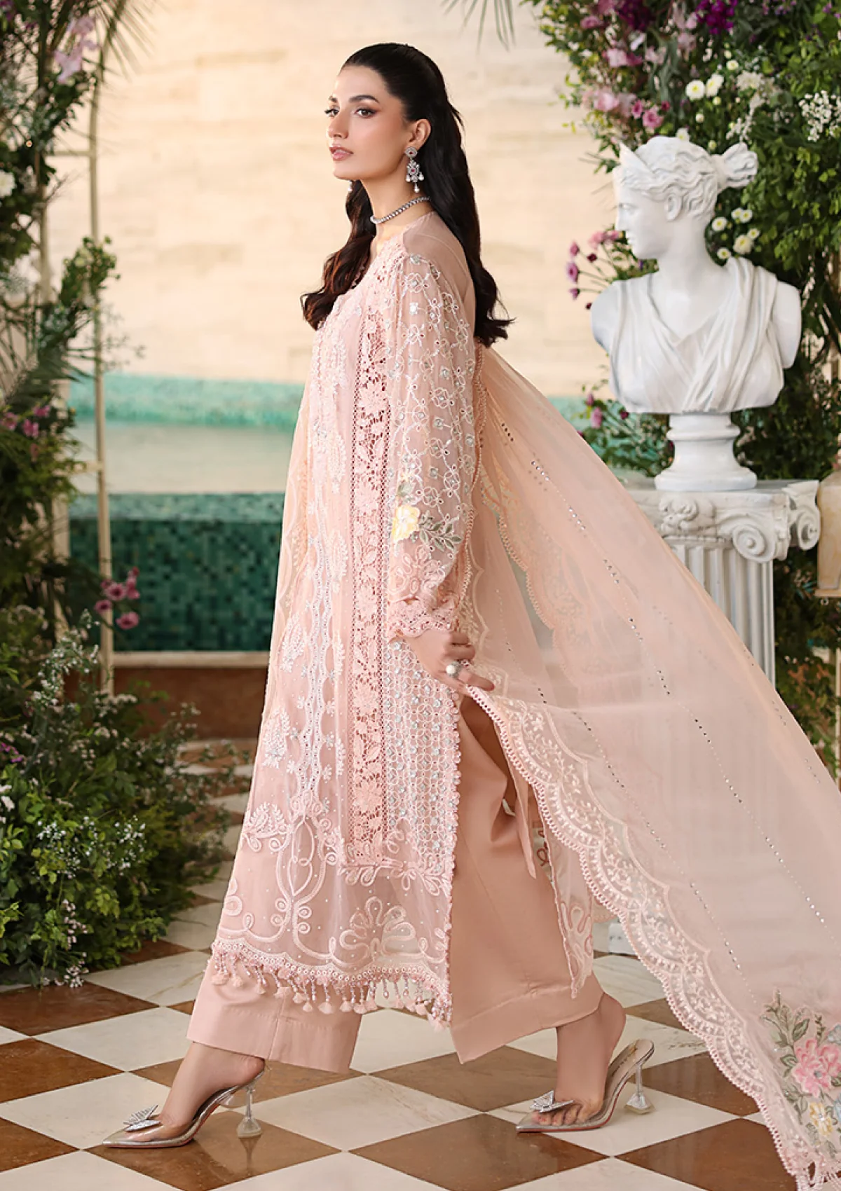 Tea Affair - Chiffons Unstitched  Embroidered Chiffon Dress