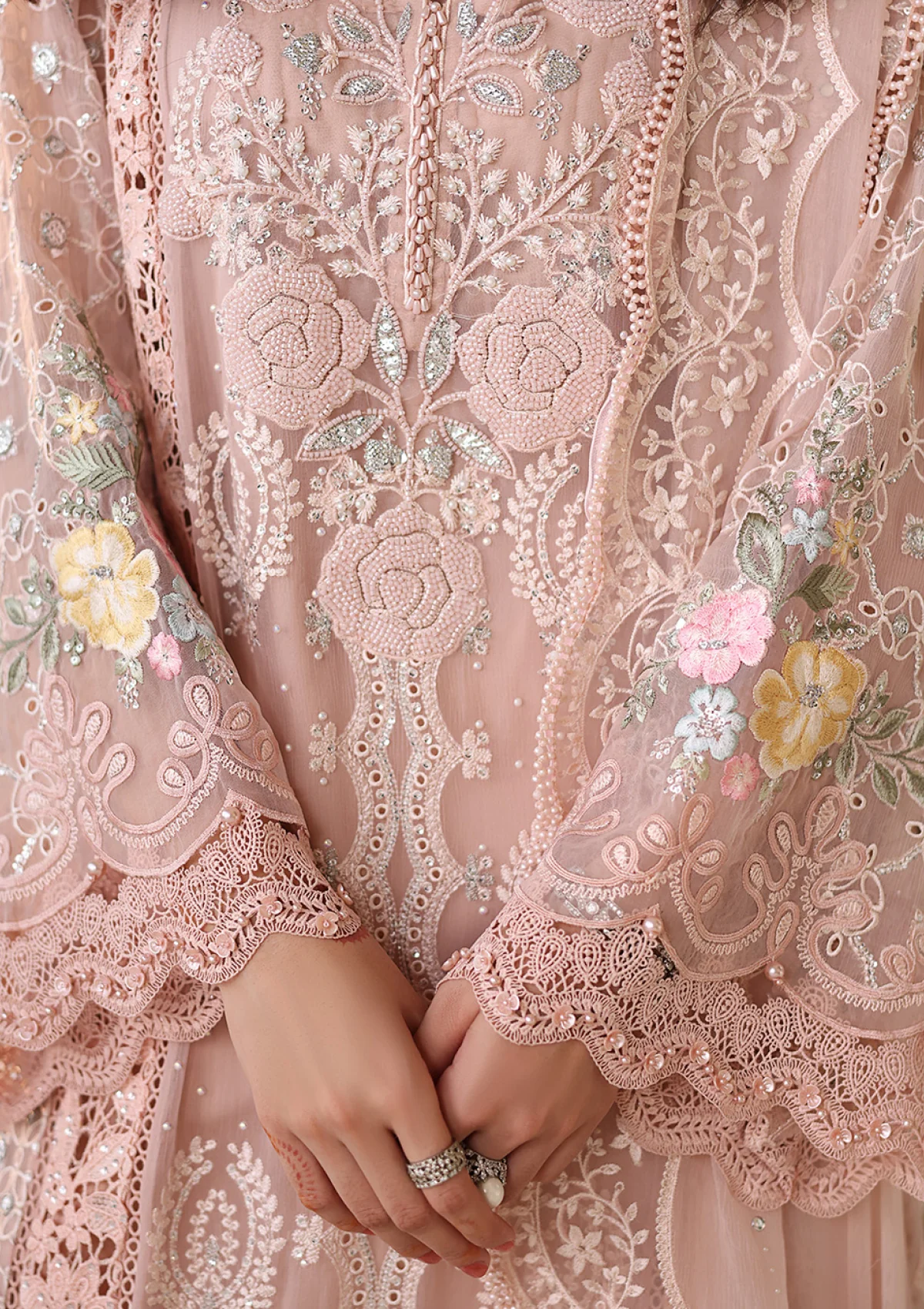 Tea Affair - Chiffons Unstitched  Embroidered Chiffon Dress