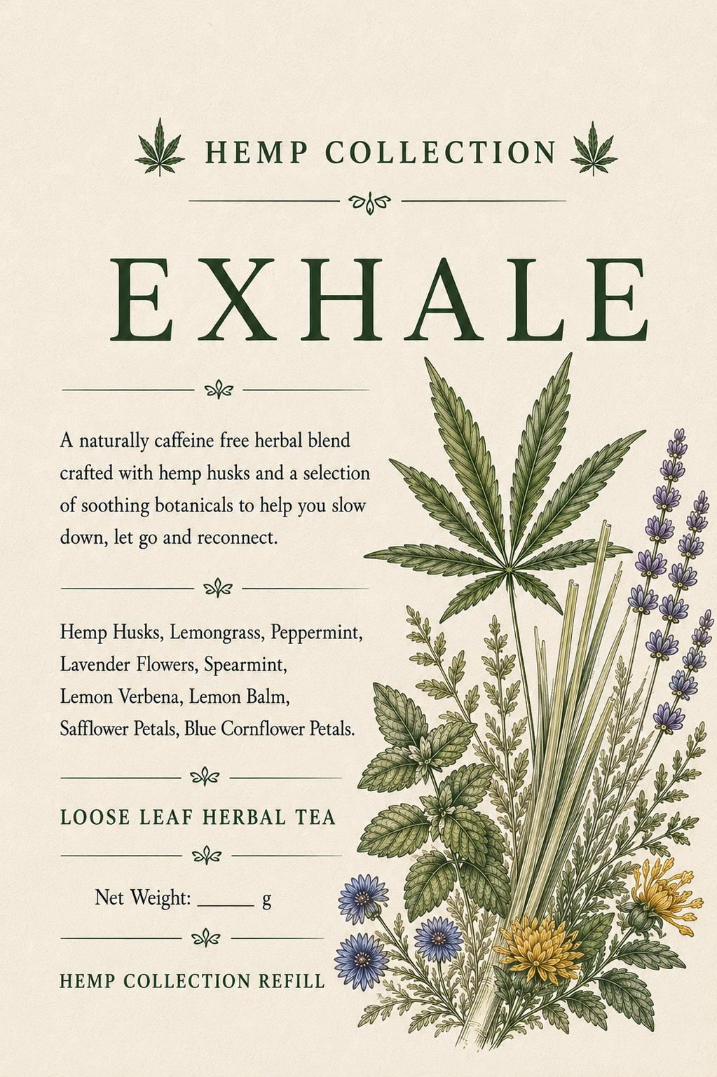 Exhale — Hemp Husk + Herbal Tea 50g Pouch