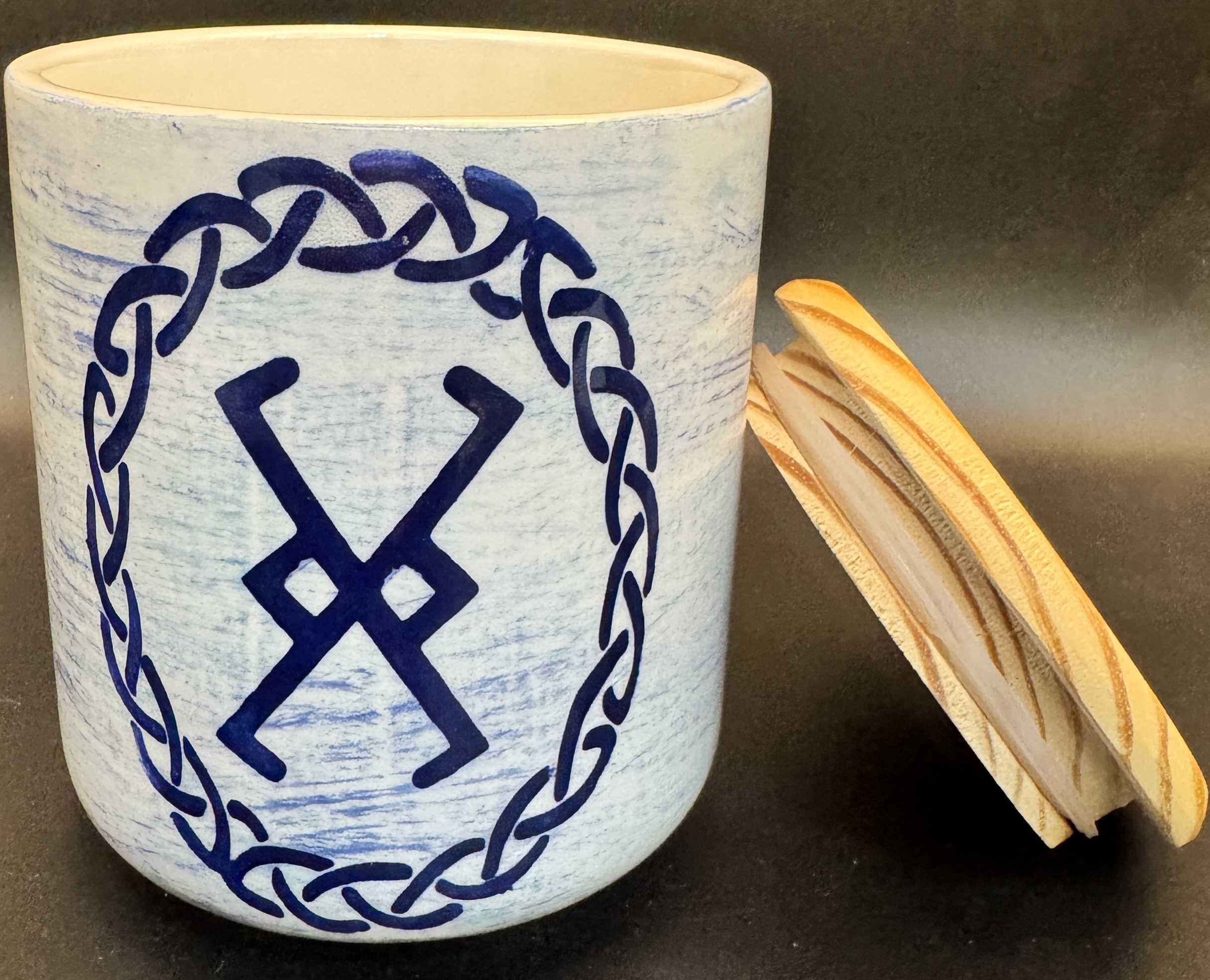 Ceramic Trinket Jar with Wooden Lid