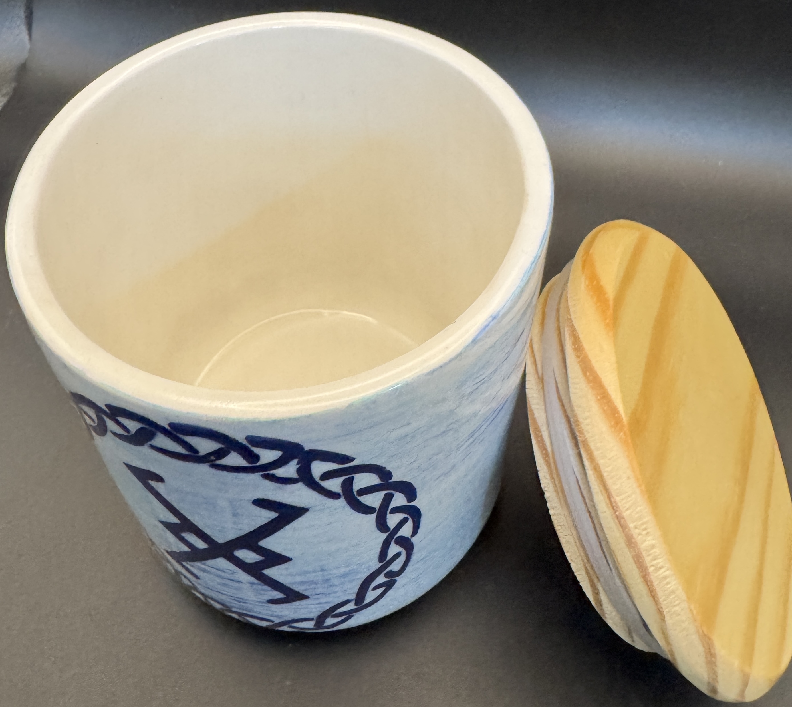 Ceramic Trinket Jar with Wooden Lid