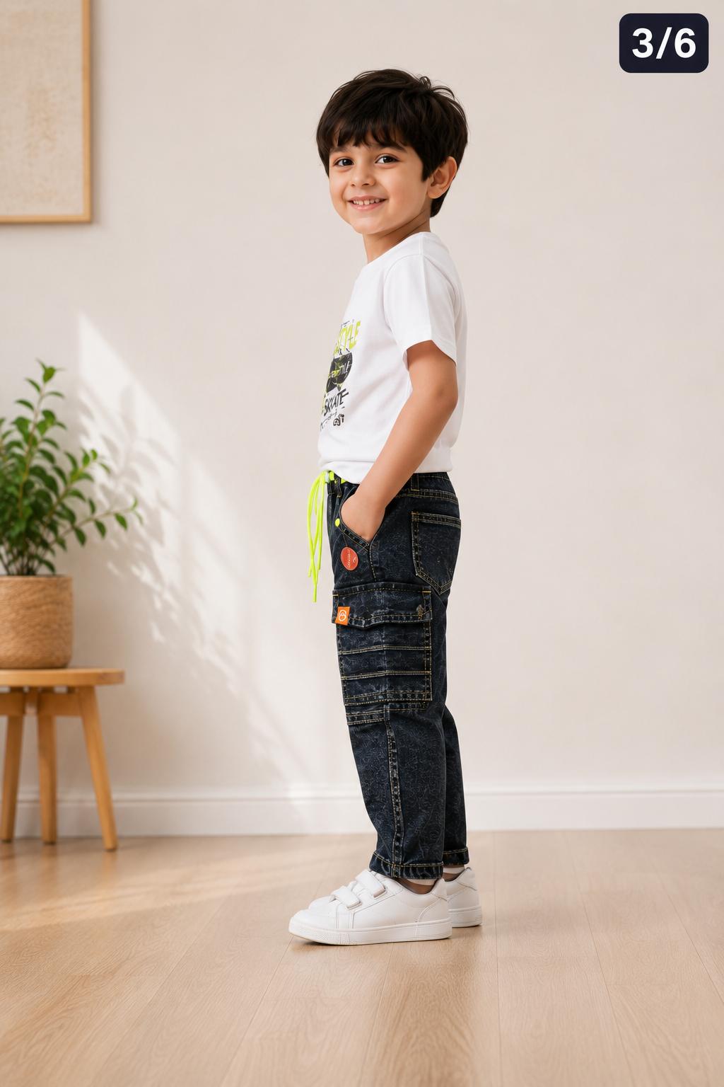 Kids Cargo Denim Pants