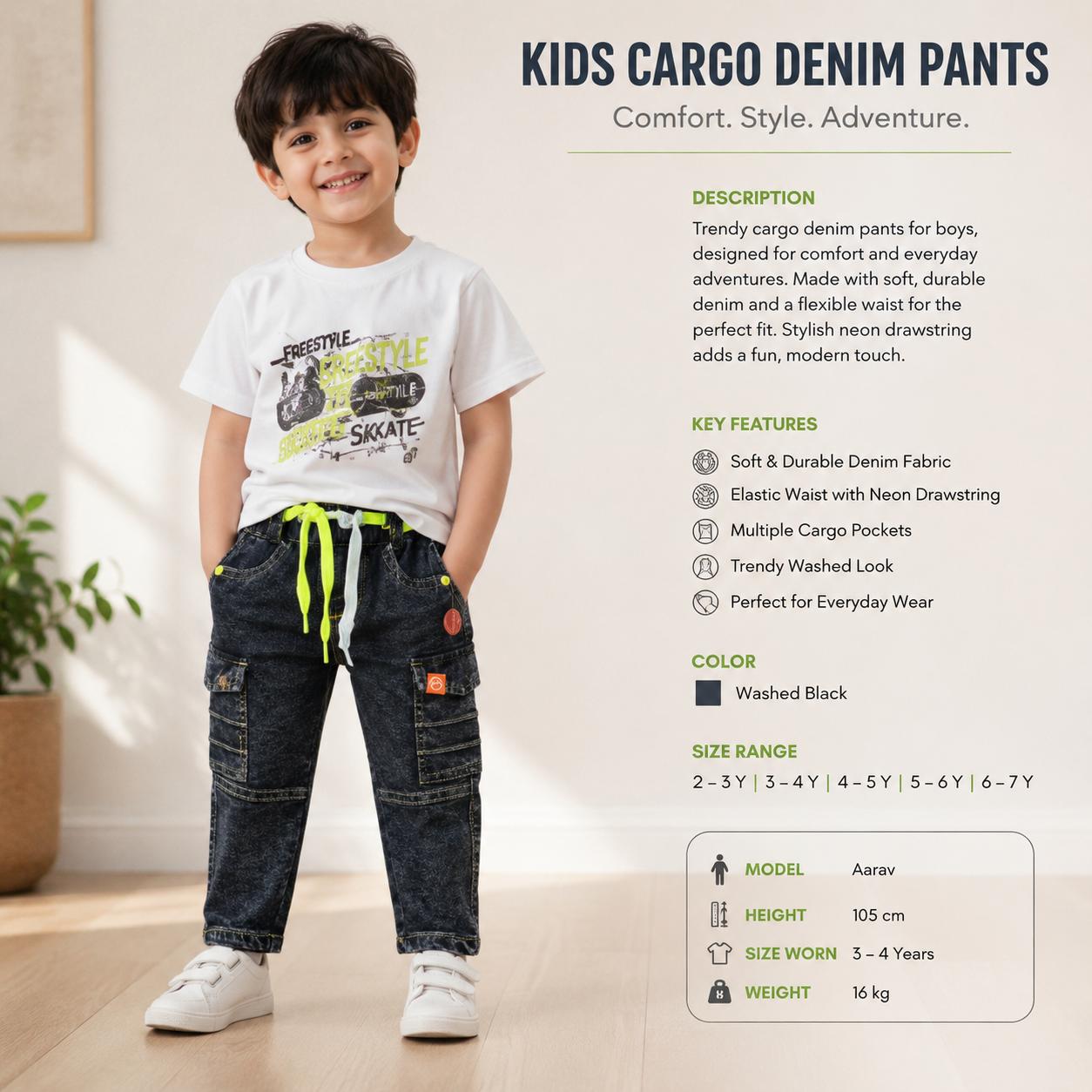 Kids Cargo Denim Pants