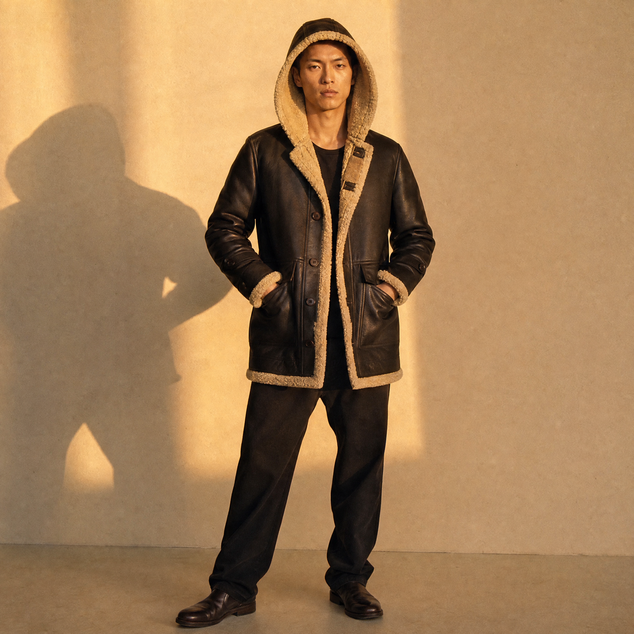 Men's Shearling Hooded Jacket