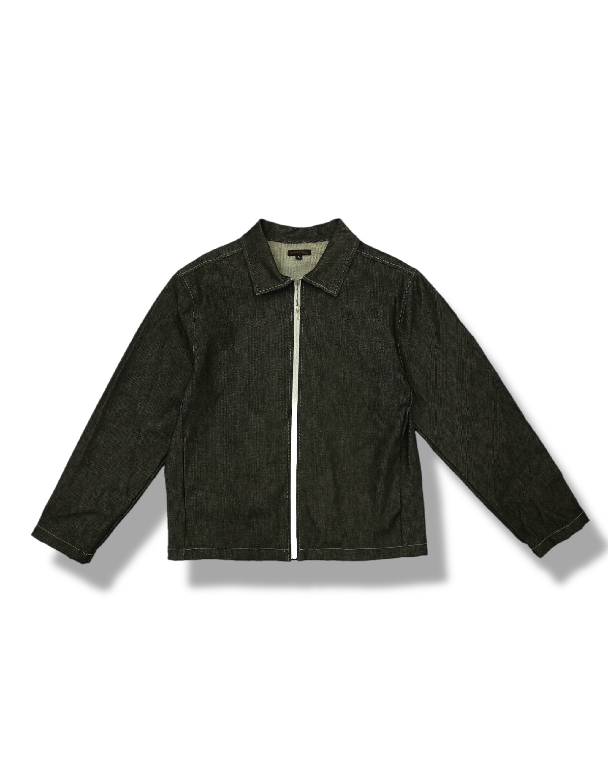 Black Denim Contrast-Stitch Jacket