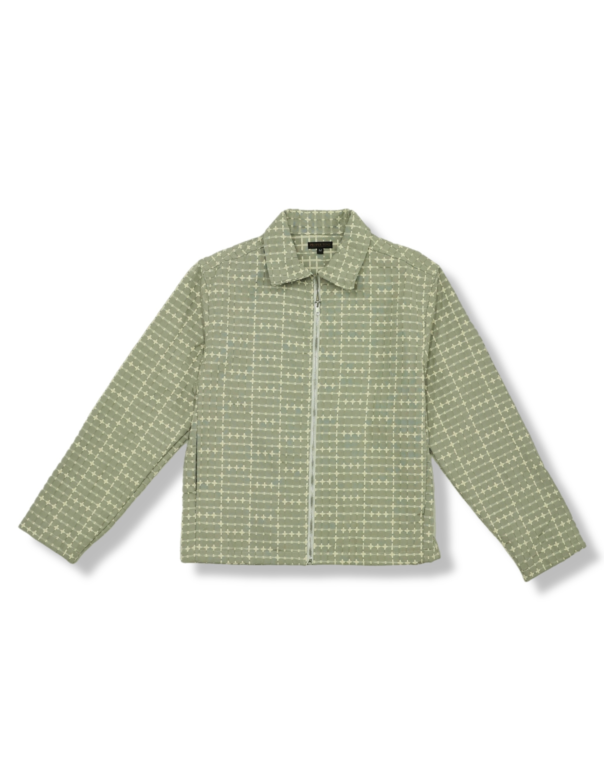 Sage Grid Jacquard Zip Jacket