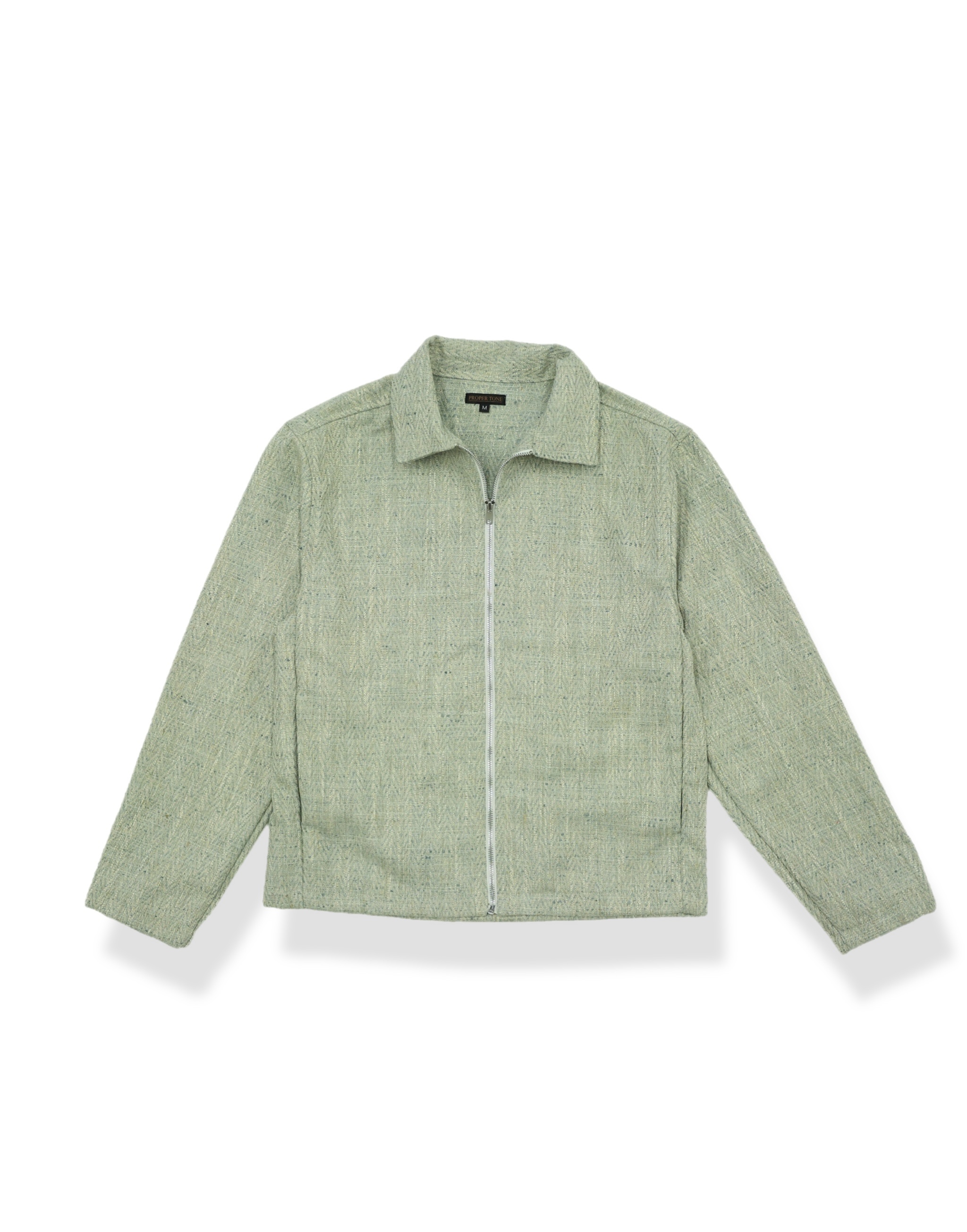 Sage Herringbone Zip Jacket