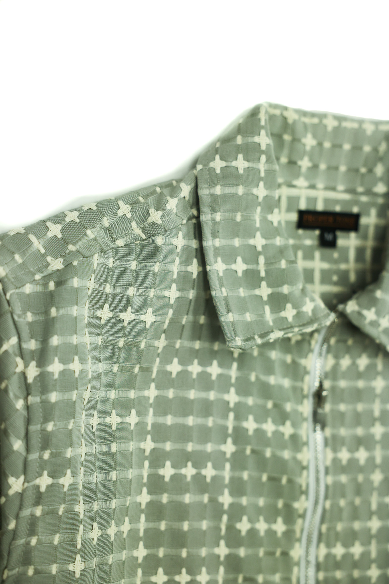 Sage Grid Jacquard Zip Jacket