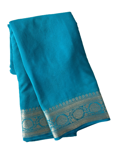Turquoise Mysore Silk Dupatta