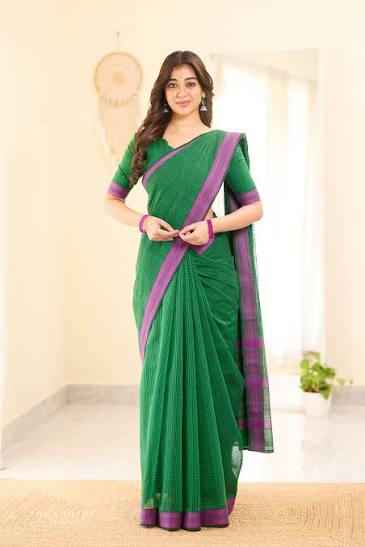 Elegant Green Cotton Saree
