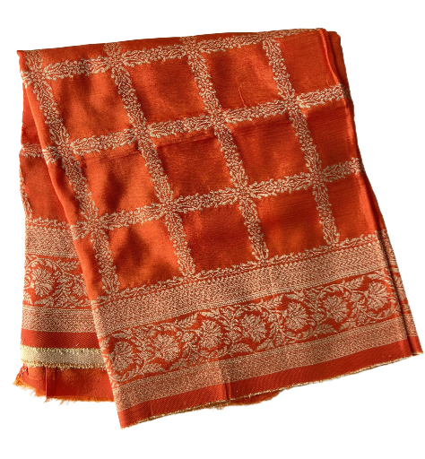 Traditional Orange Banarasi Silk Saree