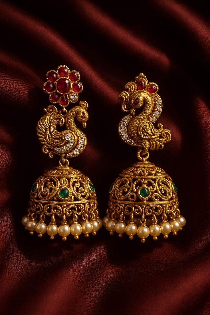 Peacock Jhumka Earrings