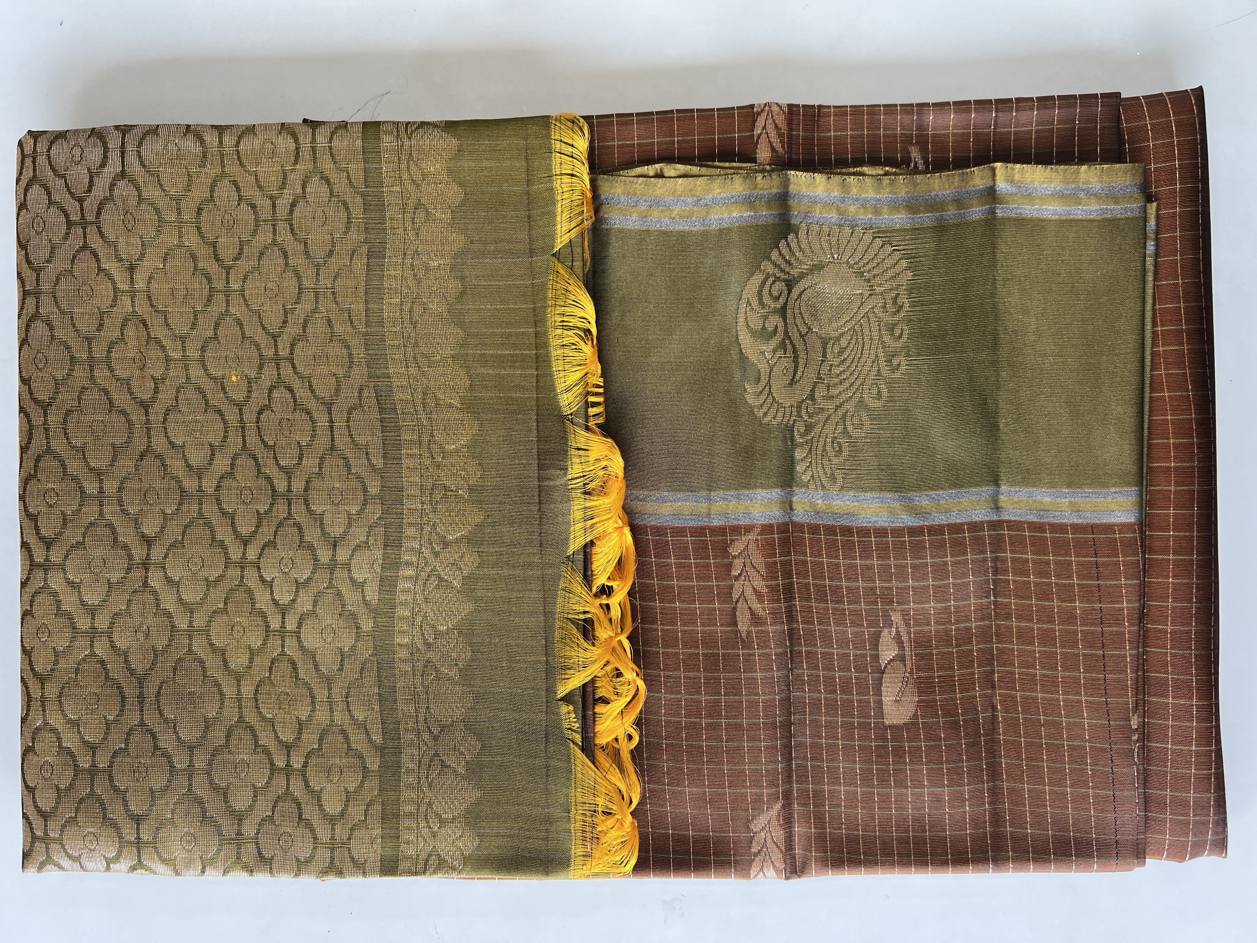 Elegant Cotton Light Green Silk Saree with Blue Border