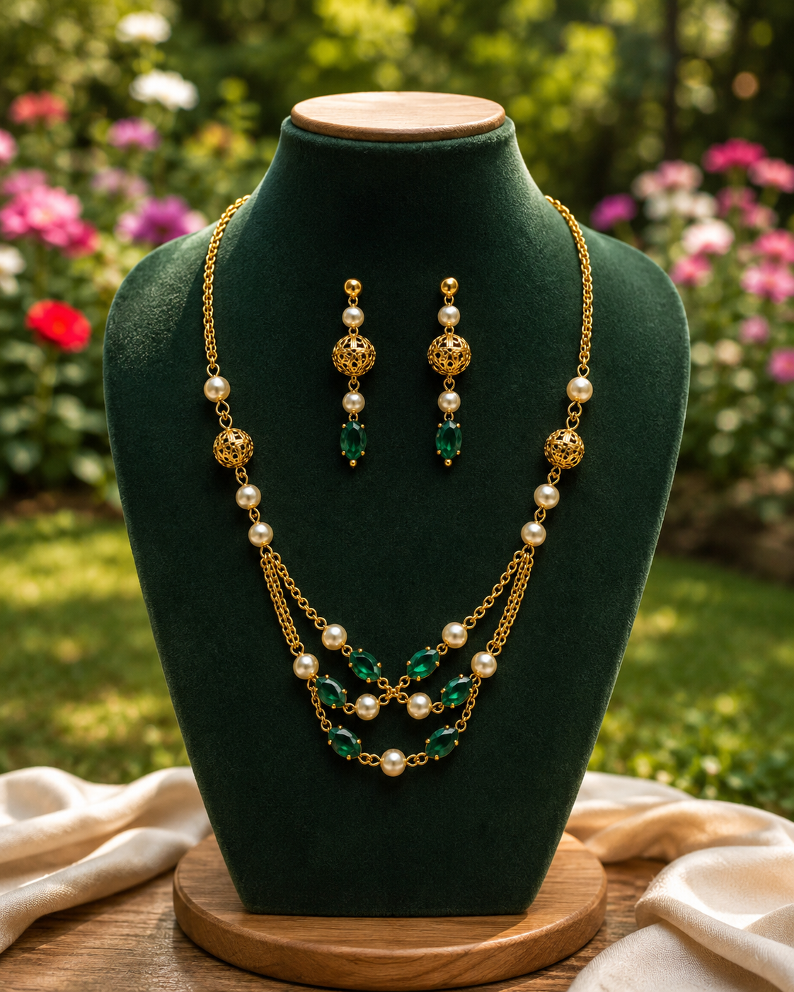 Gold & Pearl Necklace Set