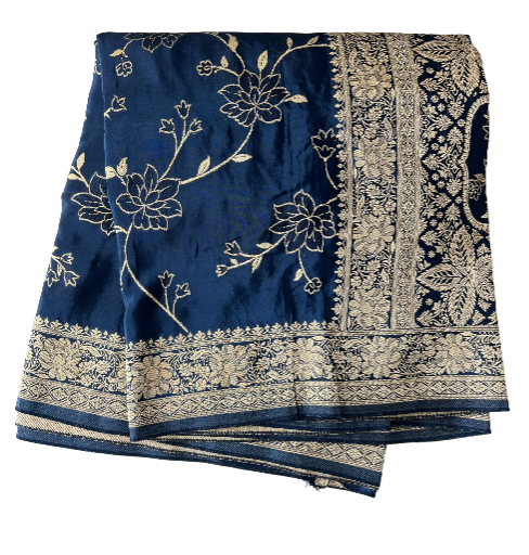 Navy Blue Banarasi Silk Saree 