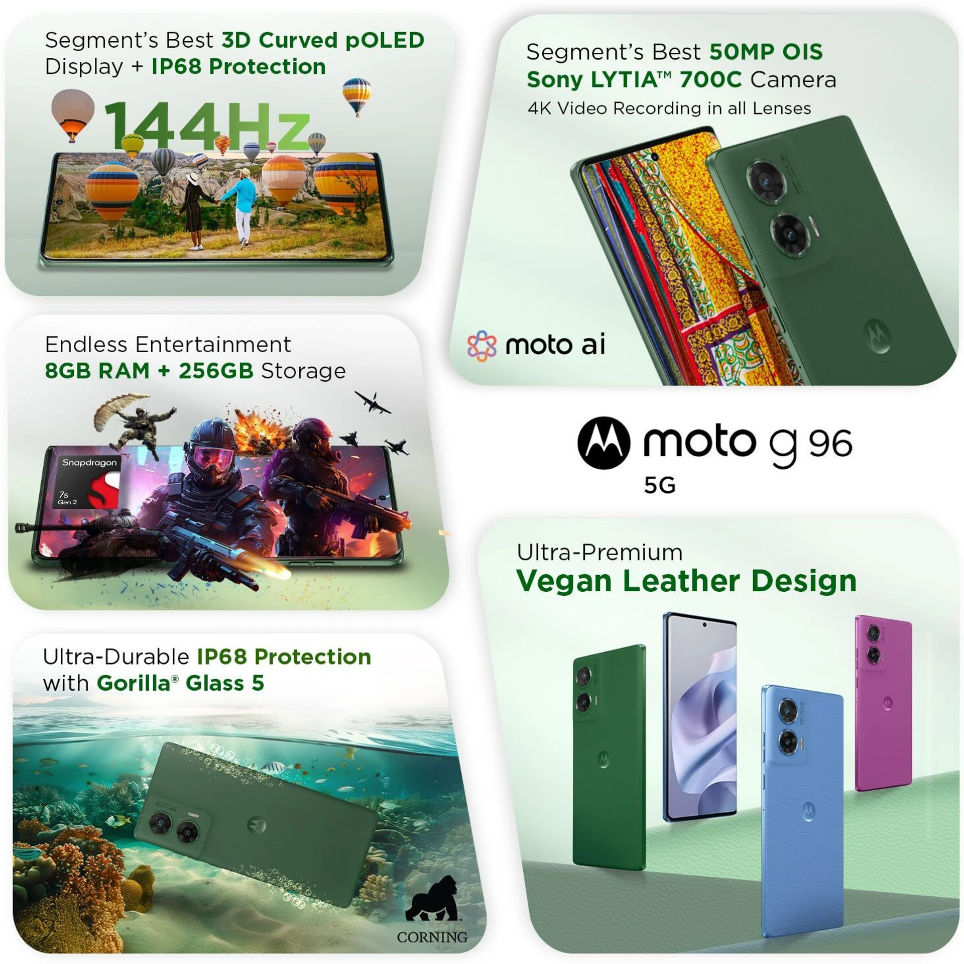 MOTOOLA G9R6 5G (Pantone Greener Pastures, 128 GB) (8 GB RAM)