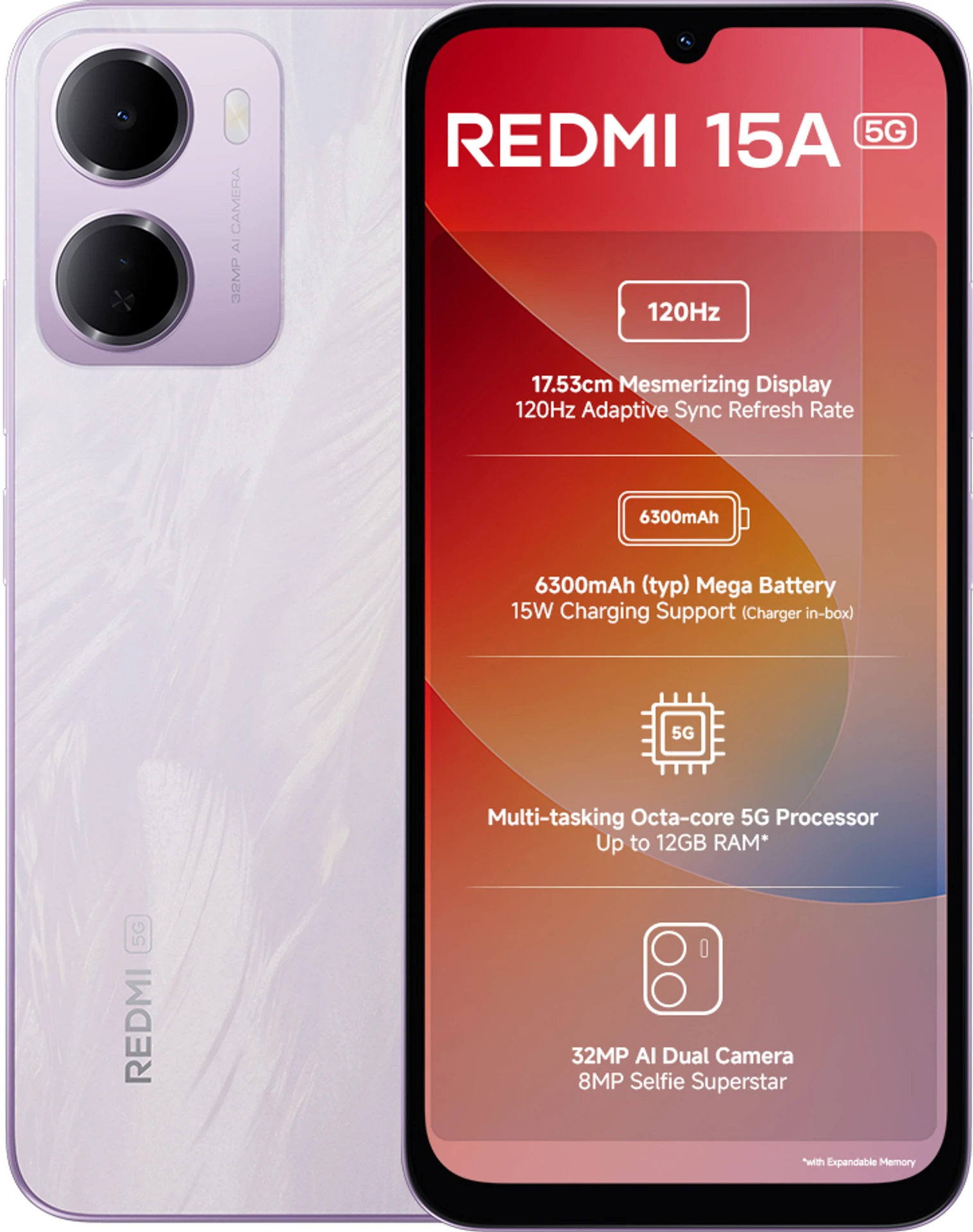 REDMI 15A (Amaze Purple, 64 GB) (4 GB RAM)
