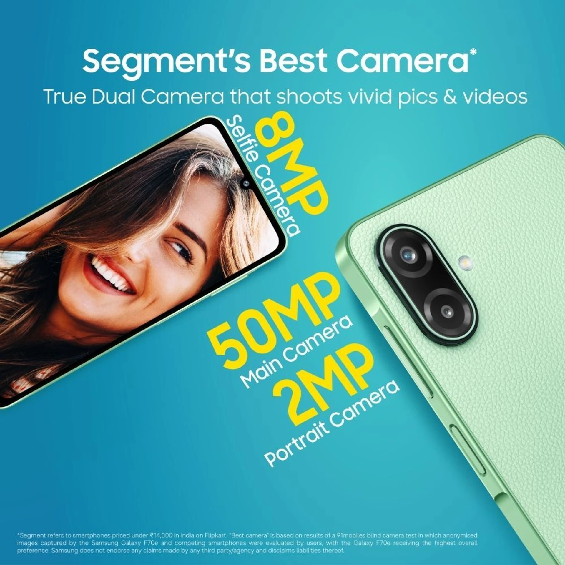 Samsung Galaxy F70e 5G (Limelight Green, 128 GB) (4 GB RAM)