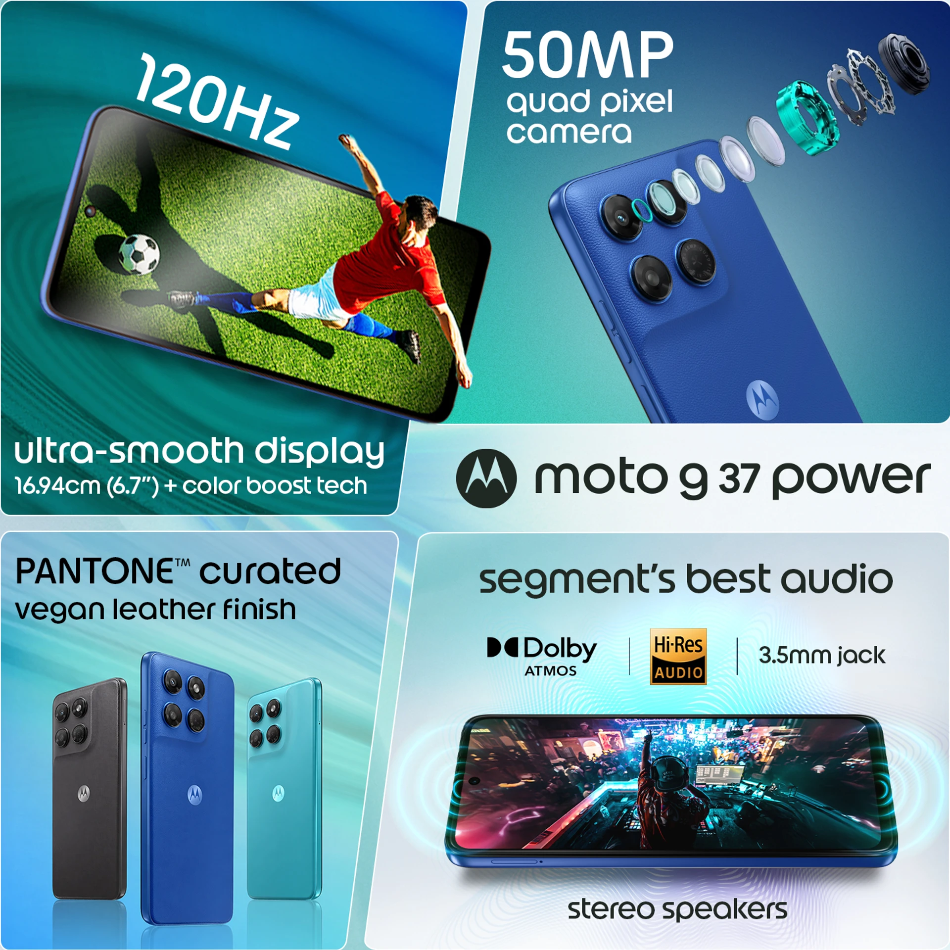 MOTOROLA g37 power (PANTONE Nautical Blue, 128 GB) (4 GB RAM)