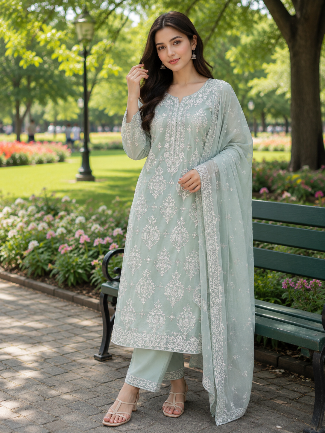Exquisite Embroidered 3-Piece Festive Suit