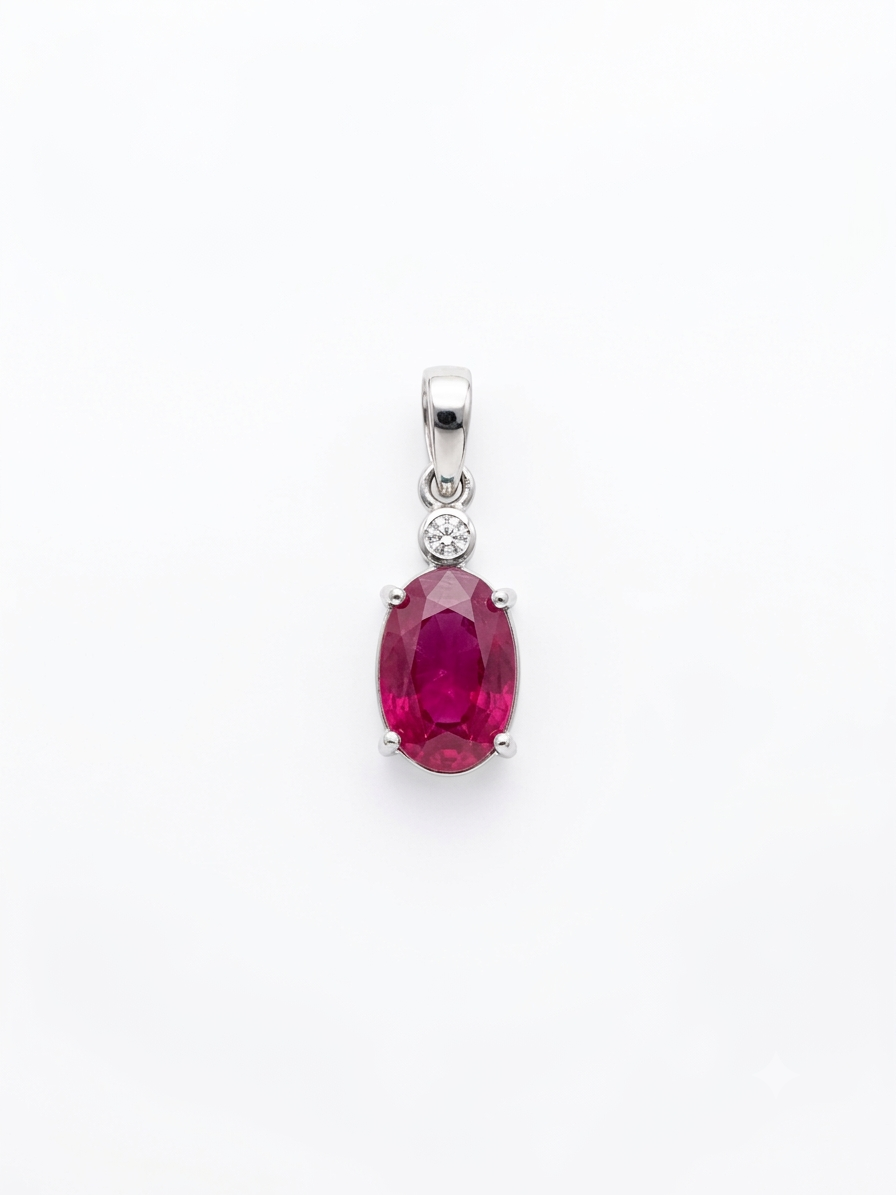 Exquisite Natural Burma Pinkish Red Ruby Pendant