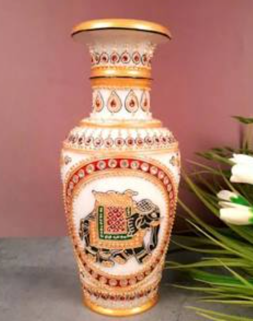 Hand-Painted Marble Decorative Vase