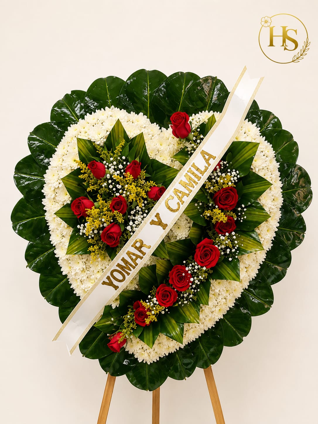 Corona Fúnebre: Corazón de Amor y Homenaje Personal