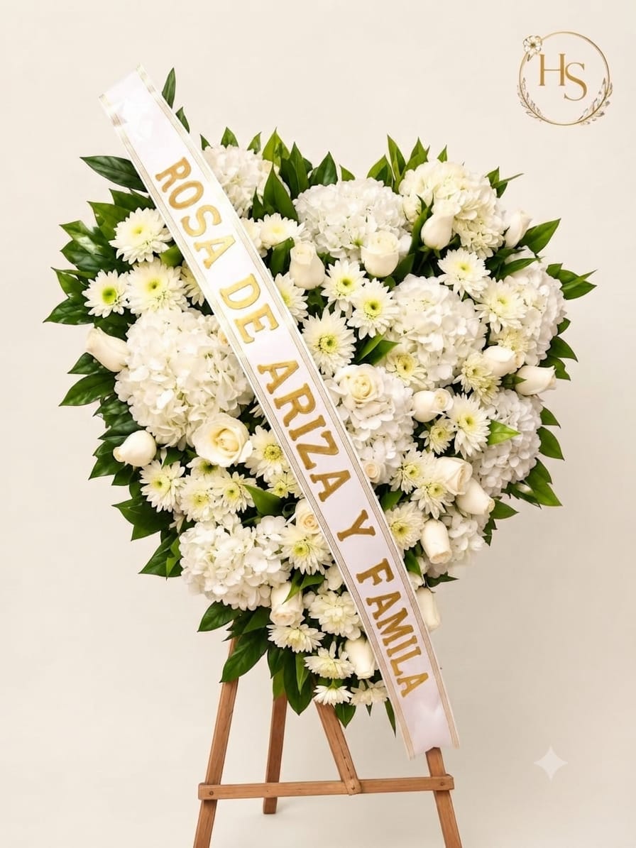 Corona Fúnebre: Corazón de Paz Blanca