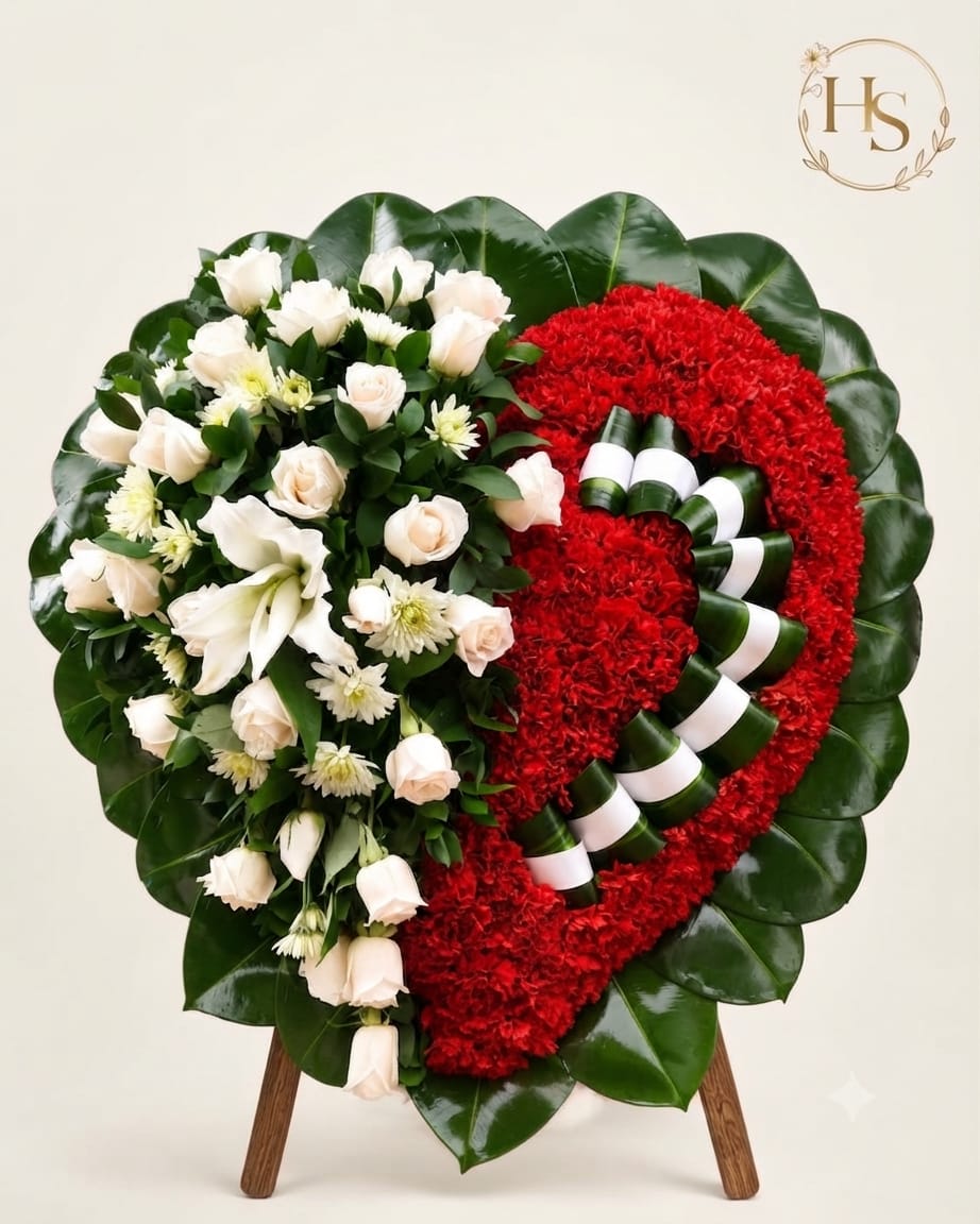 Corona Fúnebre: Corazón de Amor Eterno