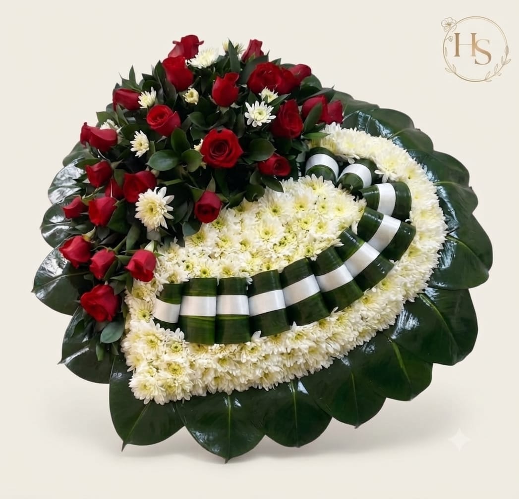 Corona Fúnebre: Corazón de Amor y Respeto