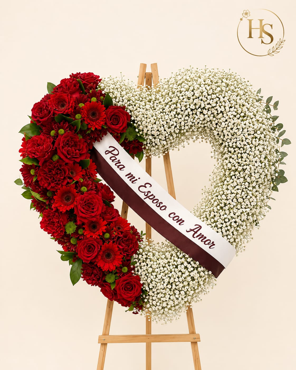 Corona Fúnebre: Corazón de Amor Eterno