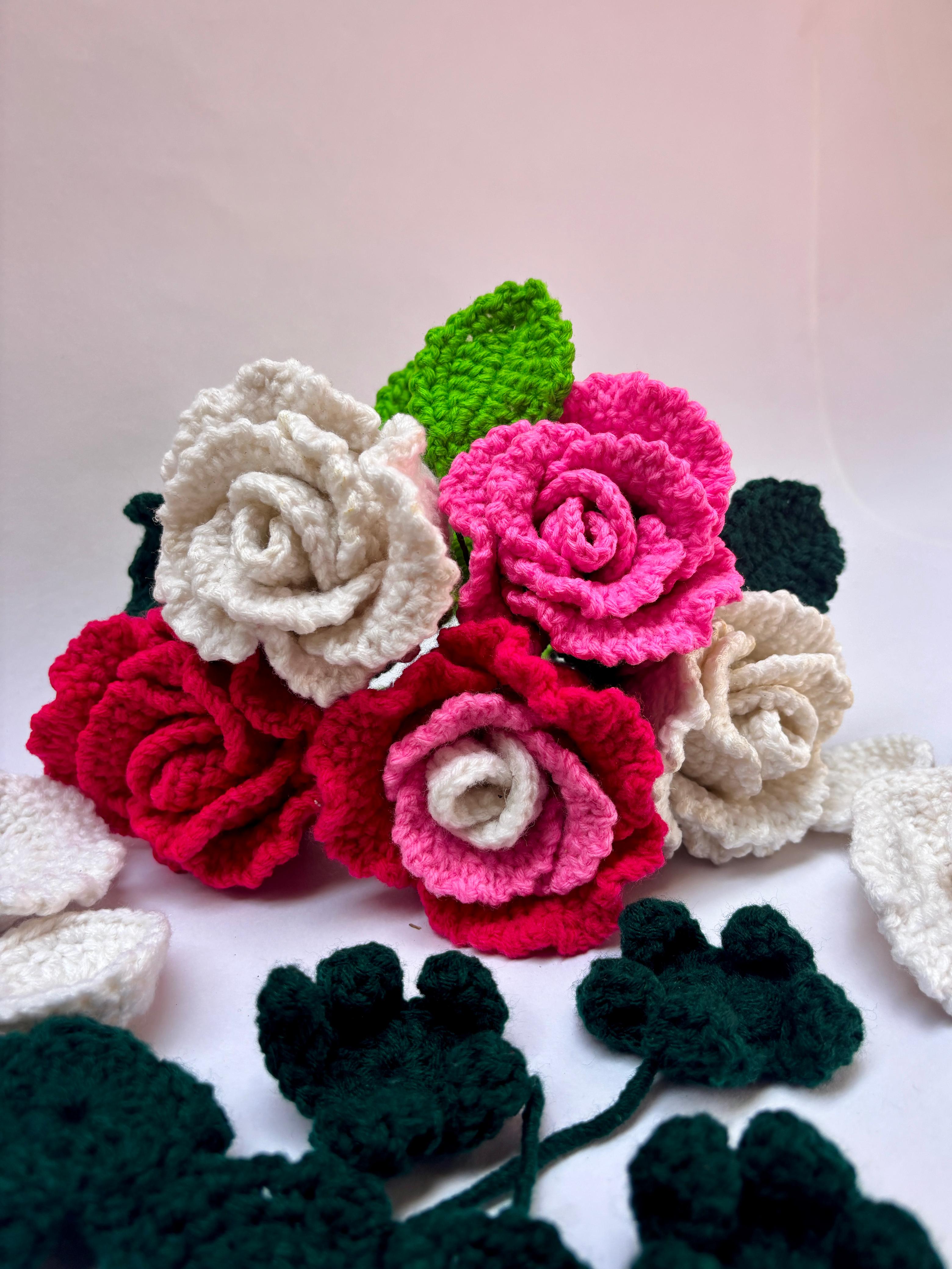 Handmade Crochet Rose Bouquet